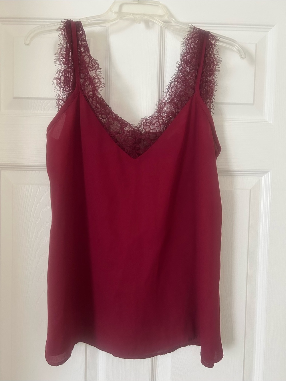 Lace-Trim V-Neck Camisole in Wine